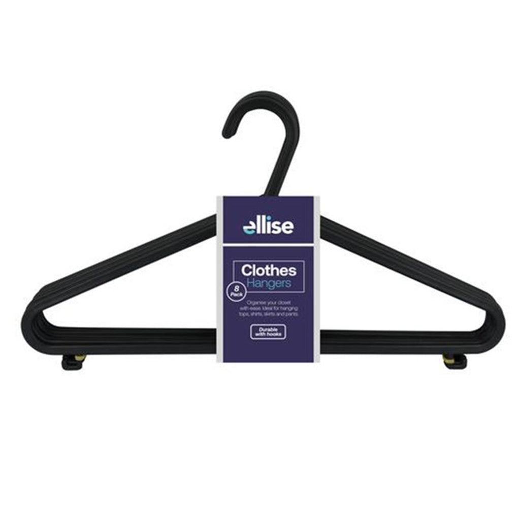 ellise Coat Hanger Plastic Black 37cm 8Pcs HOM-597