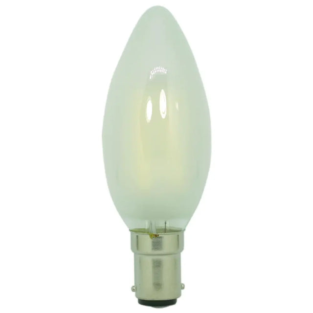 Candle-shaped light bulb on a white background