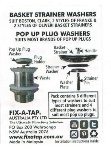 FIX-A-TAP Assorted Waste Washer Kit To Suits Most Wastes 203717