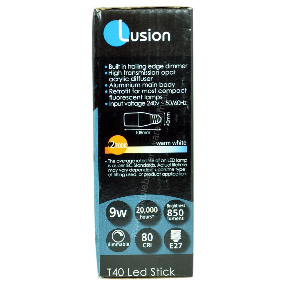 Lusion T40 LED Stick Light Bulb E27 240V 9W W/W 21011