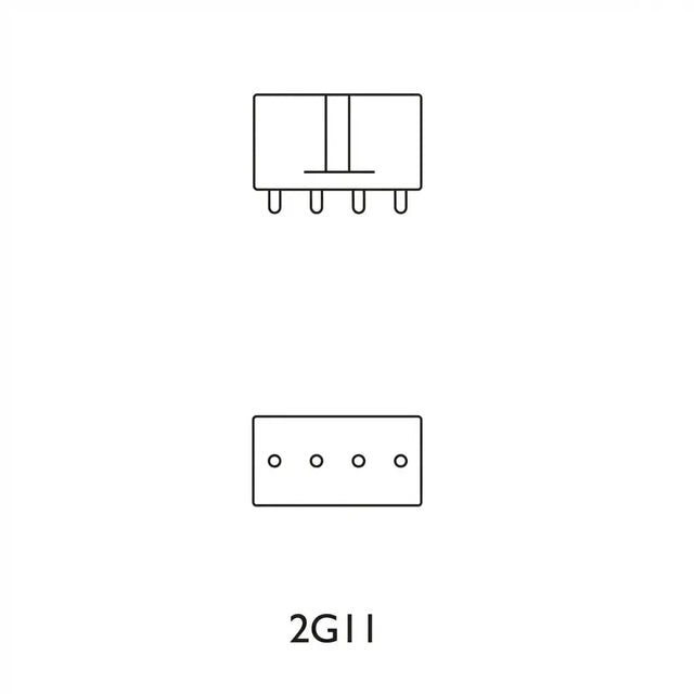 Line drawing of a small electronic component with '2G11' label on a white background