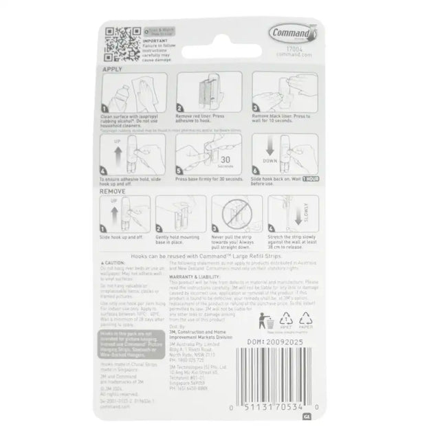 Command hook packaging with instructions and branding on a white background