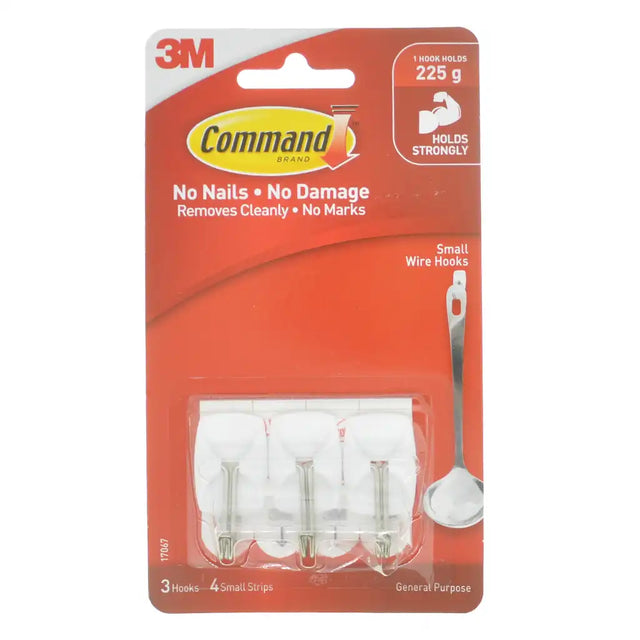 Command small wire hooks packaging with 3M logo on a white background