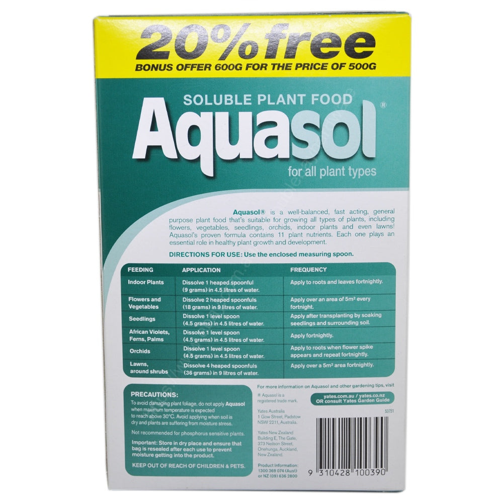 Aquasol Soluble Plant Food For All Plant Types 600g 50726