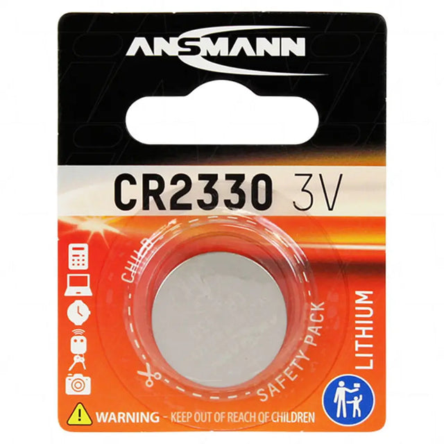 Ansmann CR2330 lithium battery packaging on a white background