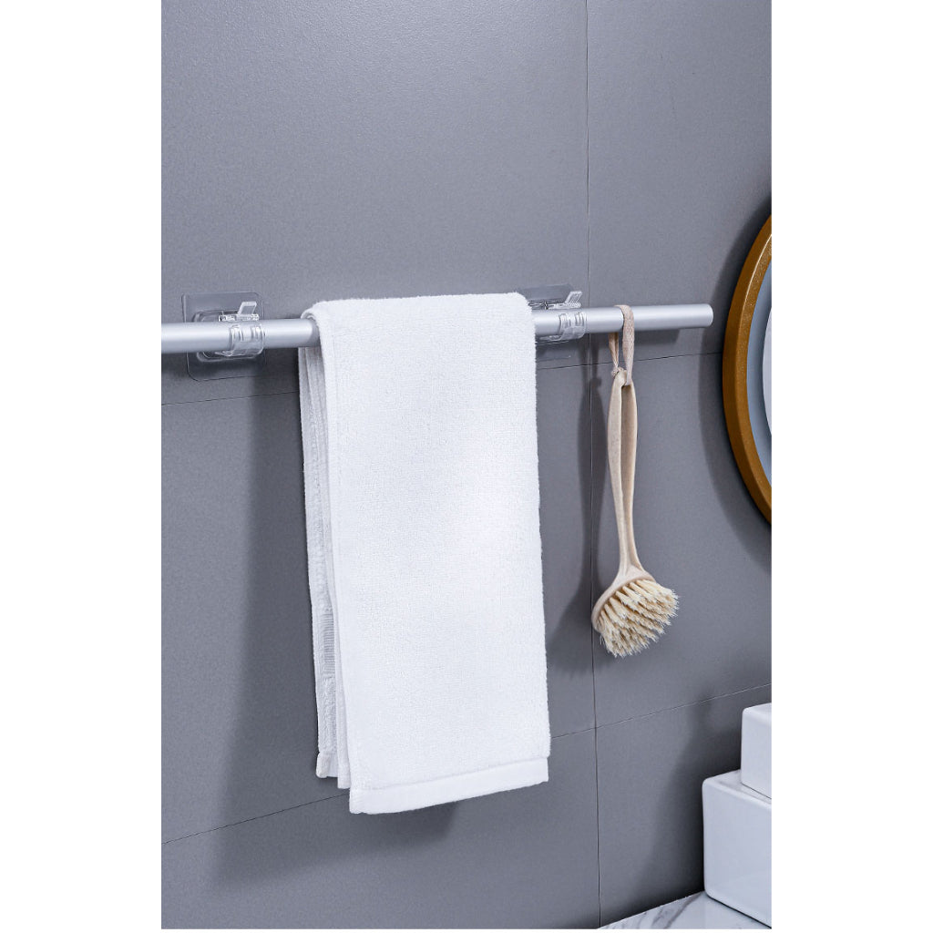 Adhesive Transparent Curtain Rod Bracket Hook 2Pcs