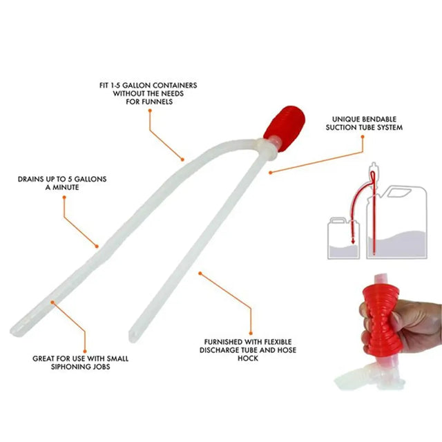 Red and white suction tube system with features highlighted on a white background