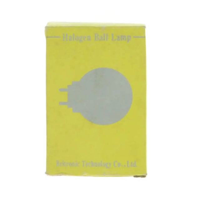 Yellow box with a halogen ball lamp illustration on a white background