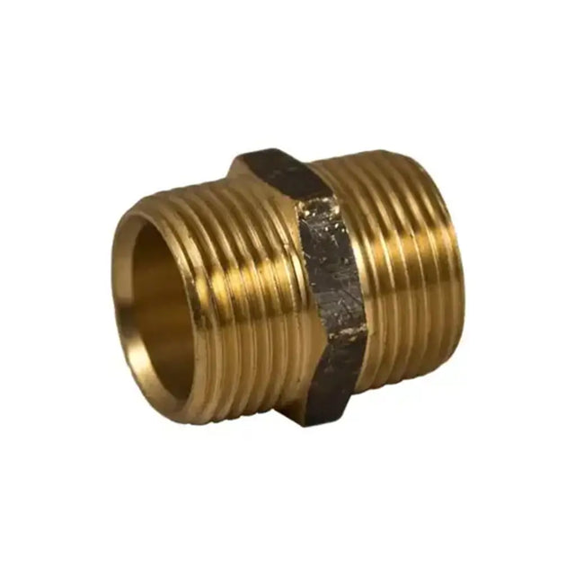 Brass male pipe fitting on a white background