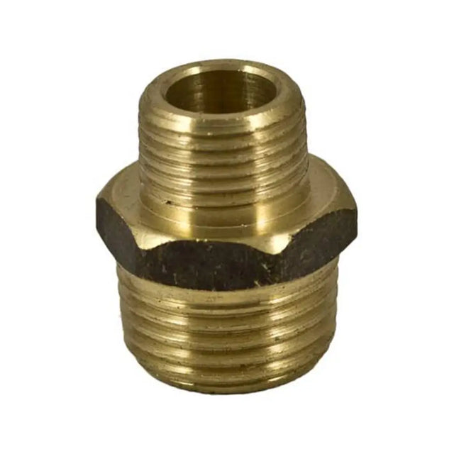 Brass plumbing fitting on a white background