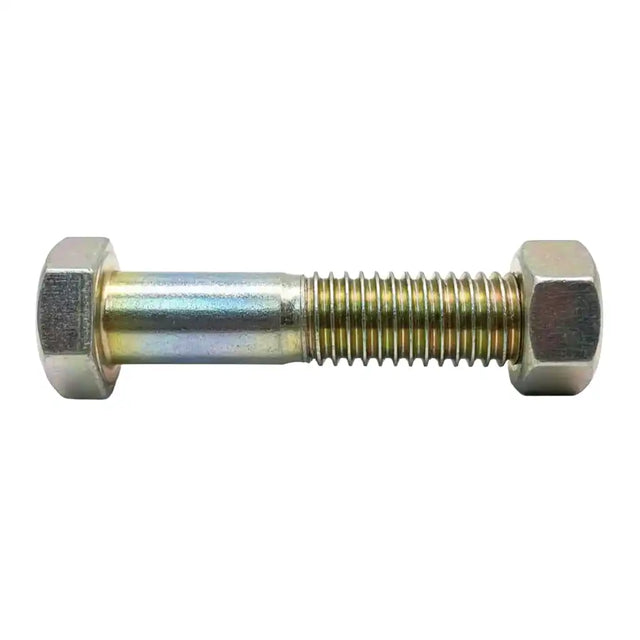 Metal bolt with hex nuts on a white background