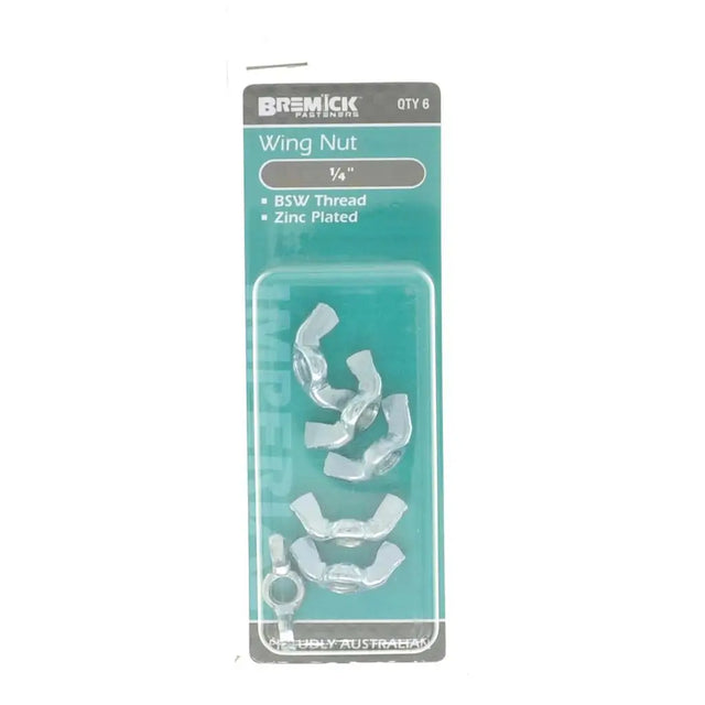 Packaging of wing nuts with Bremick branding on a white background