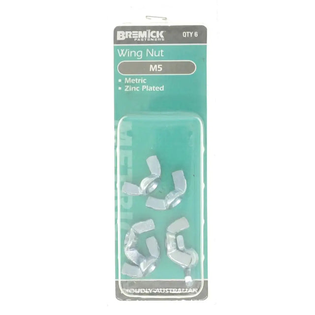 Packaging of Bremick wing nuts with a white background
