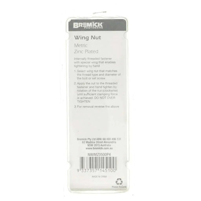 Bremick wing nut packaging on a white background