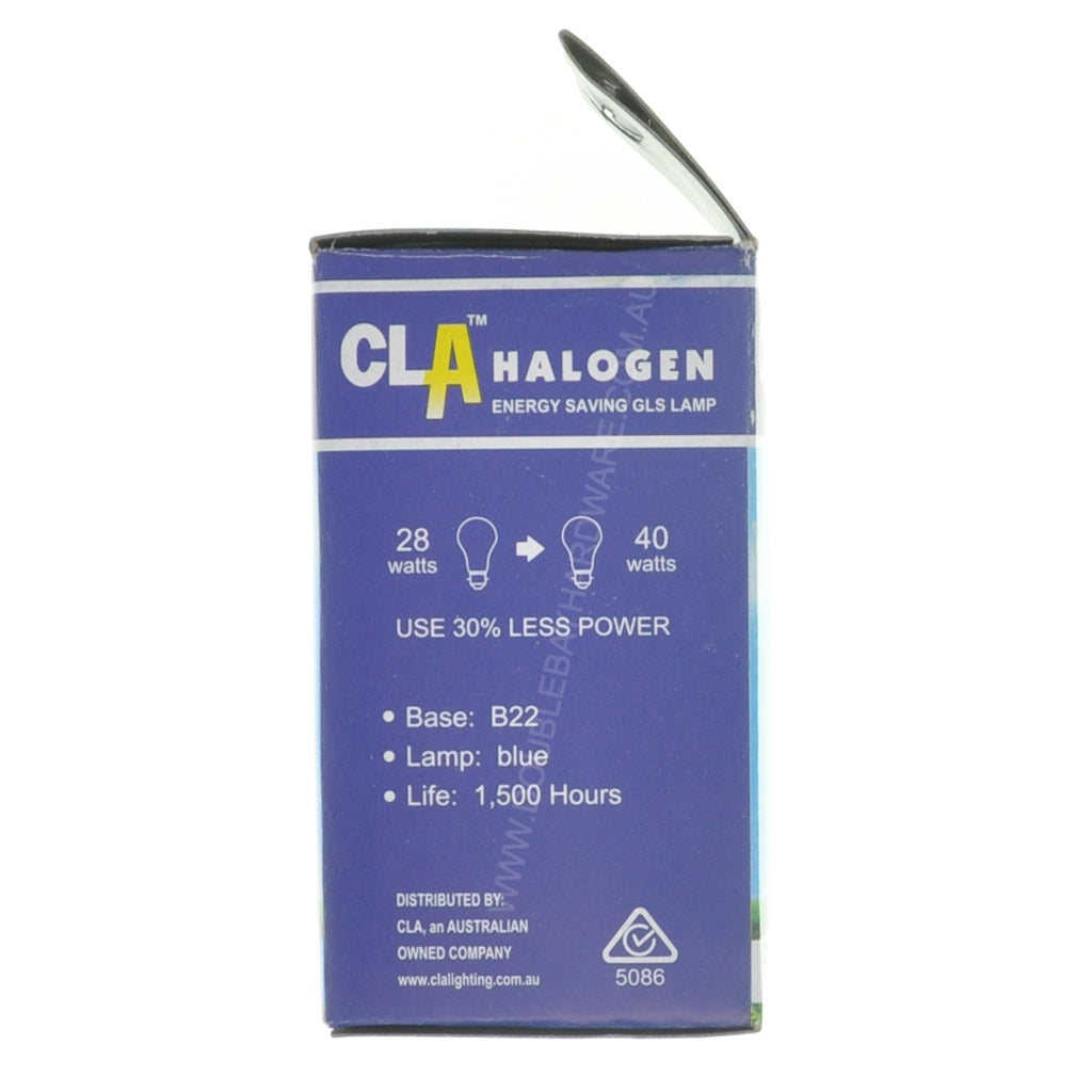 CLA GLS Coloured Halogen Light Bulb B22 240V 28W Blue