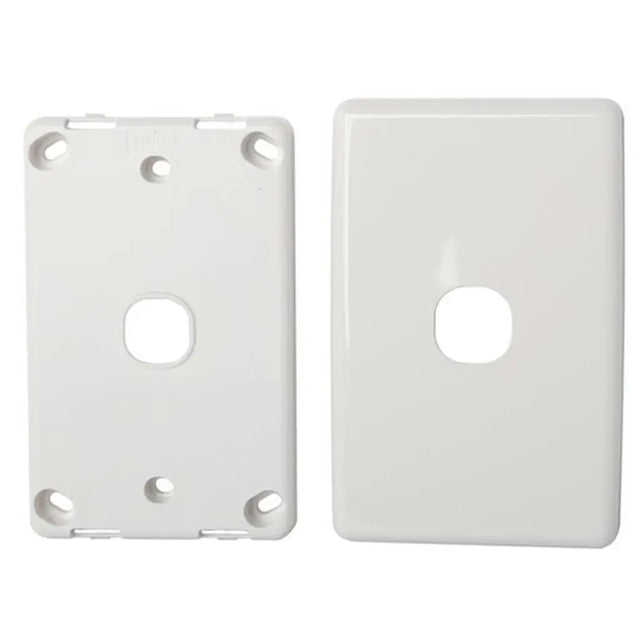 White plastic cover with cutouts on a white background
