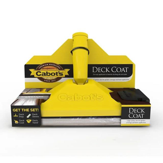 Cabot's Deck Coat packaging with yellow applicator on a white background