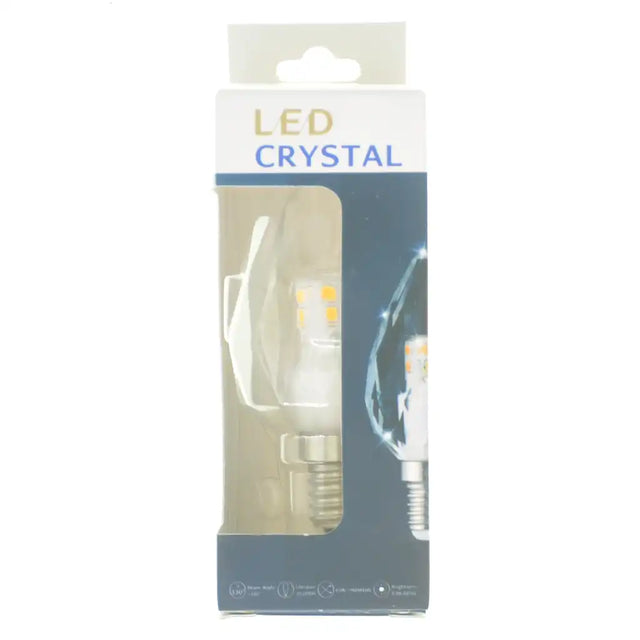 LED crystal light bulb packaging on a white background