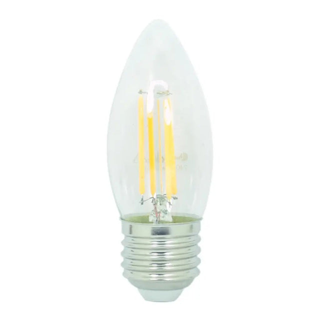 LED filament light bulb on a white background