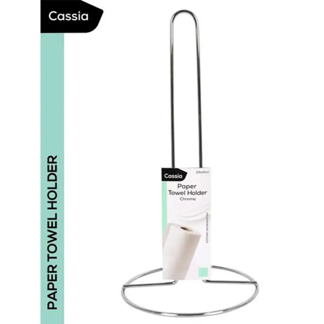 Cassia paper towel holder with packaging on a white background