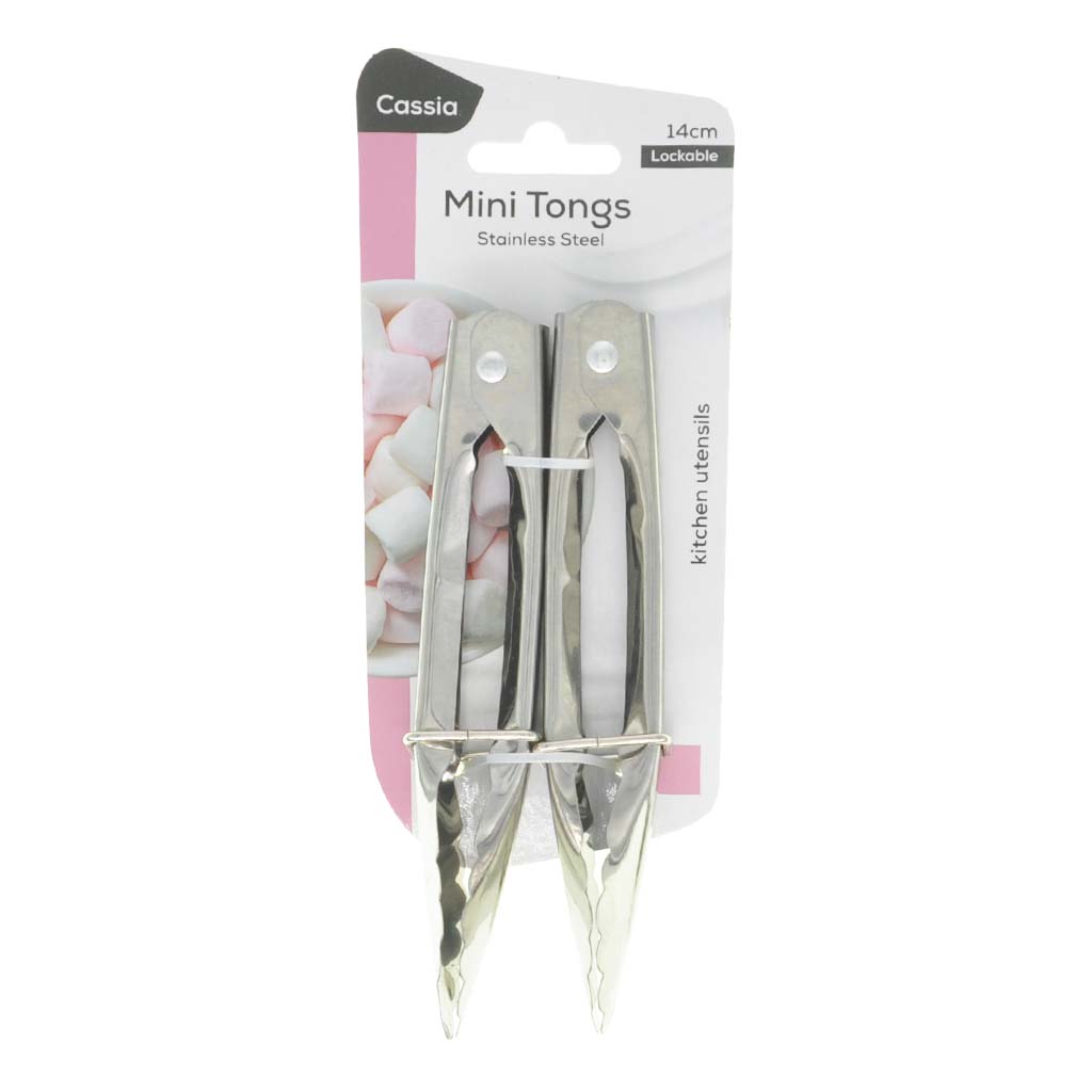 Cassia Stainless Steel Mini Tongs Lockable 14cm KT-677