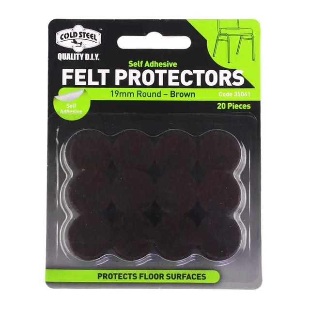 Packaging of Cold Steel self-adhesive felt protectors with clear window