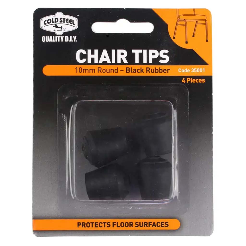 10mm round black rubber external chair tip.