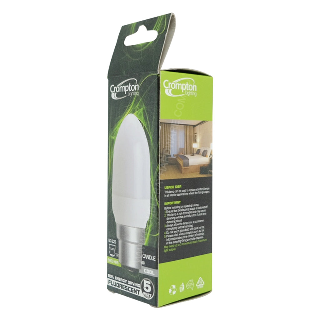 Crompton CCD5W Candle Light Bulb B22 240V 5W D/L 25523