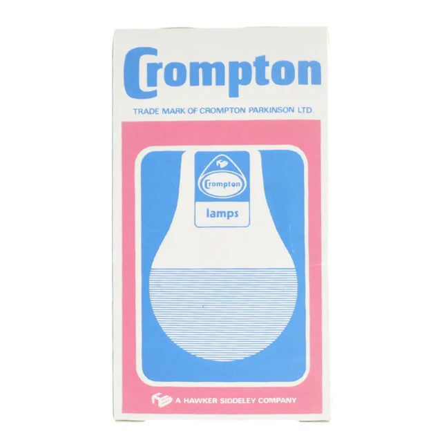 Crompton lamp packaging with blue and pink design on a white background