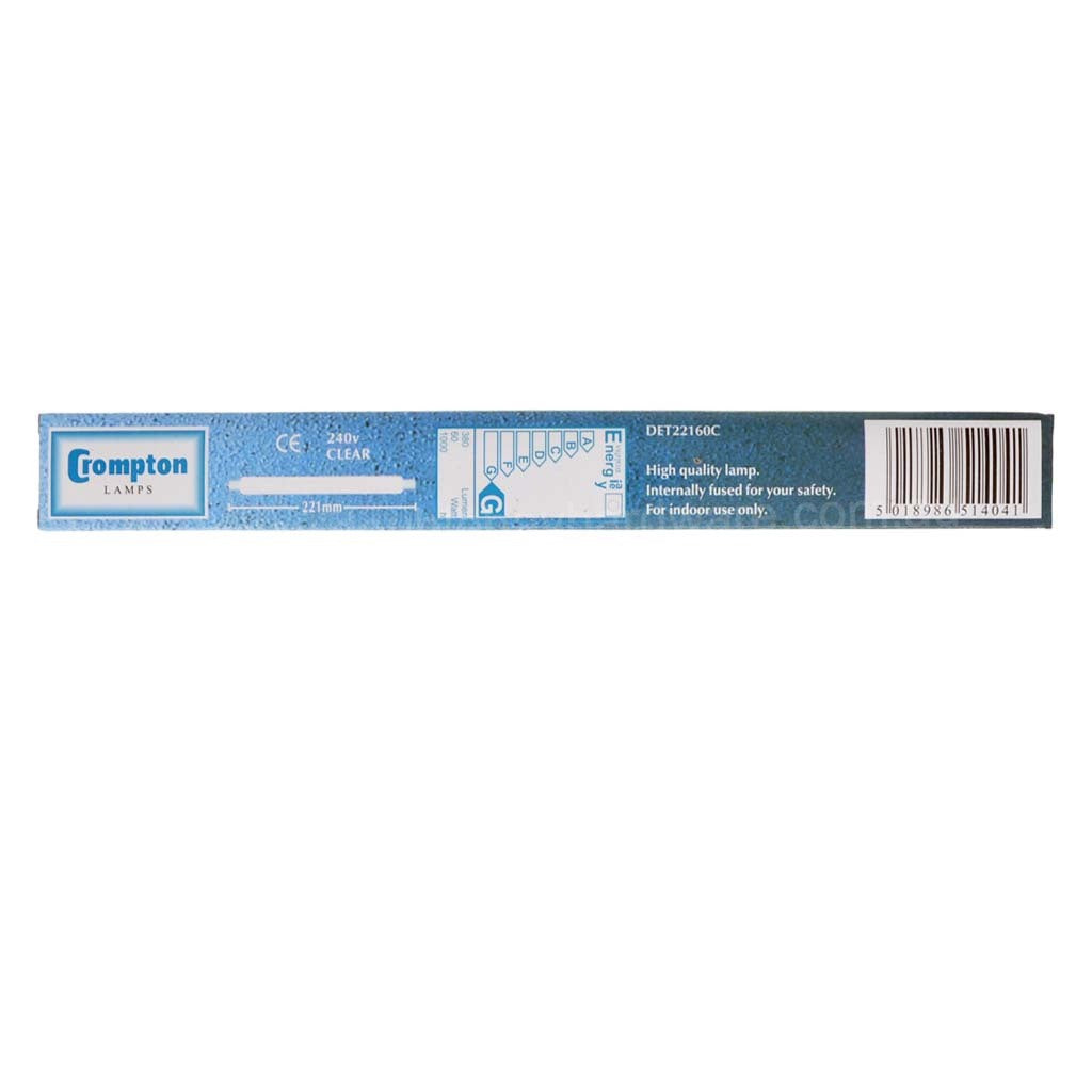 Crompton Double Ended Tubular Strip Light S15 60W Clear 221mm DET22160C