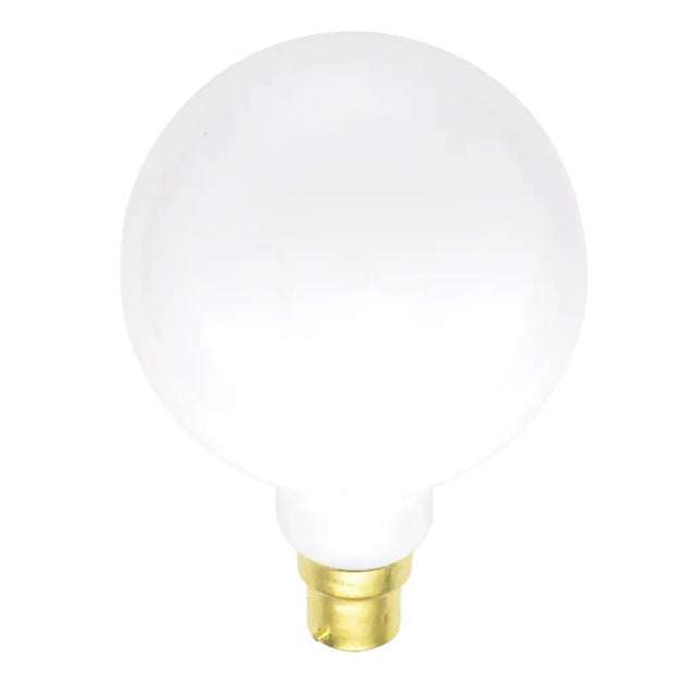 White light bulb with gold base on a white background