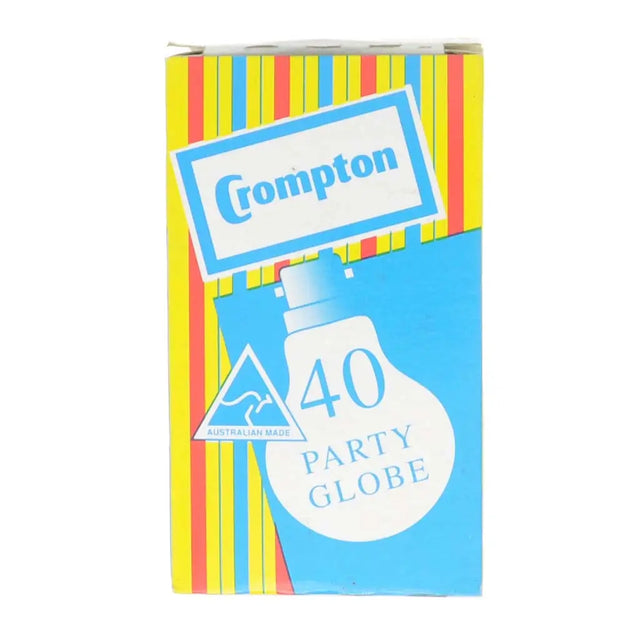 Crompton 40 Party Globe packaging with colorful stripes on a white background