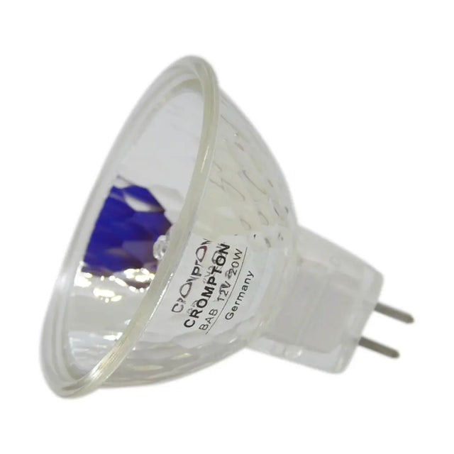 Light bulb with 'Crompton' branding on a white background