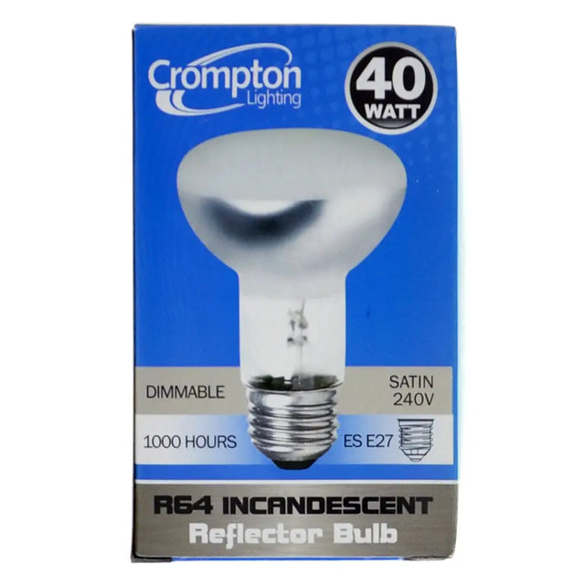 Crompton Lighting R64 Incandescent Reflector Bulb packaging on a white background