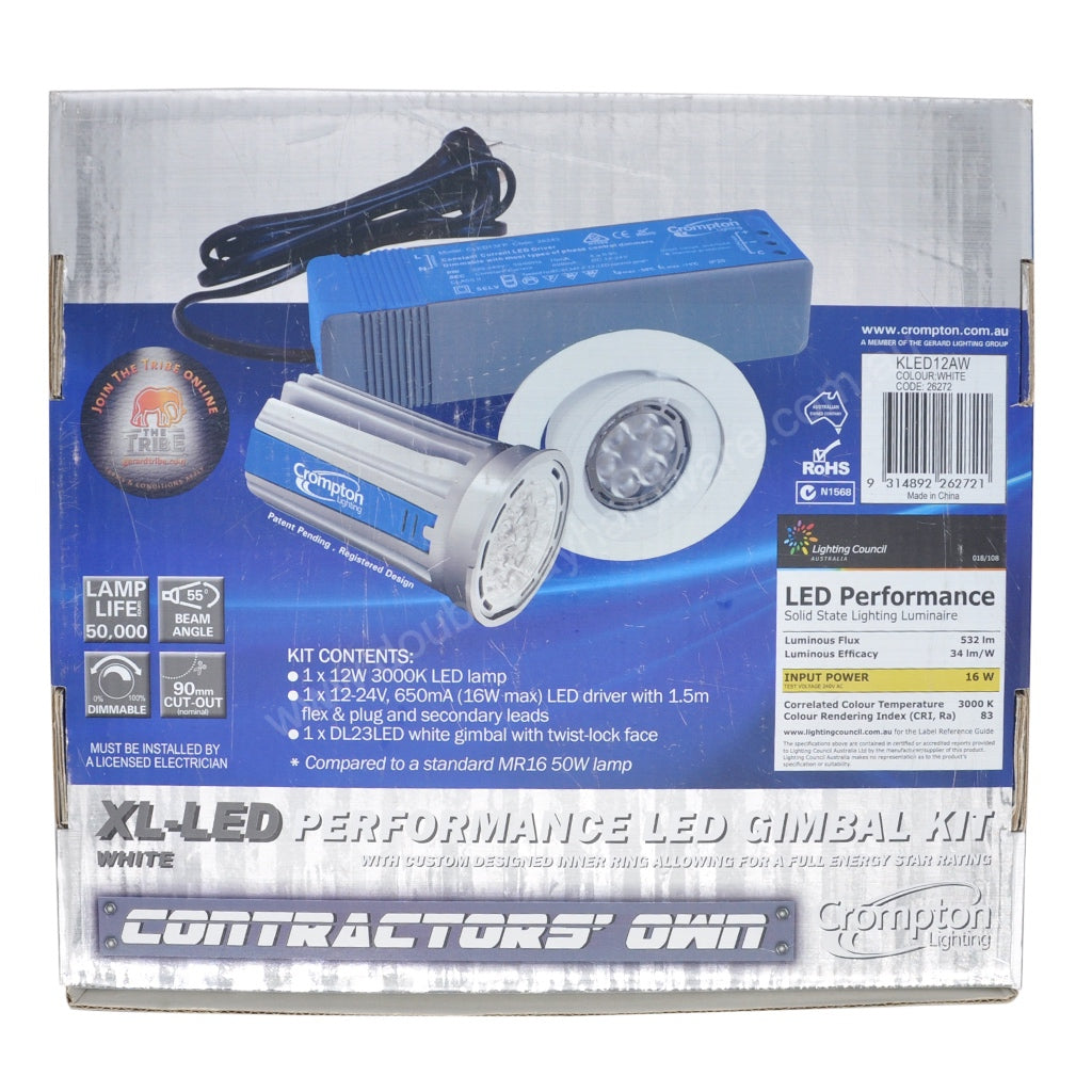 Crompton XL-LED Performance Gimbal Kit 90mm Cut-Out 12W W/W 26272
