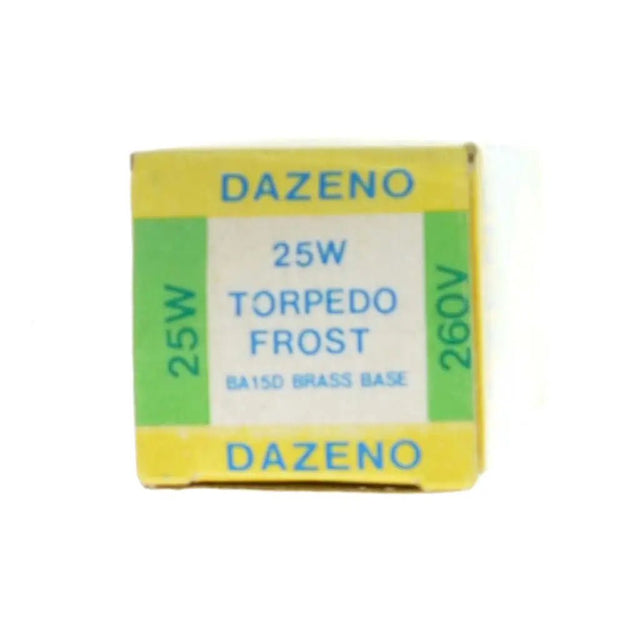 DAZENO light bulb packaging with specifications on a white background