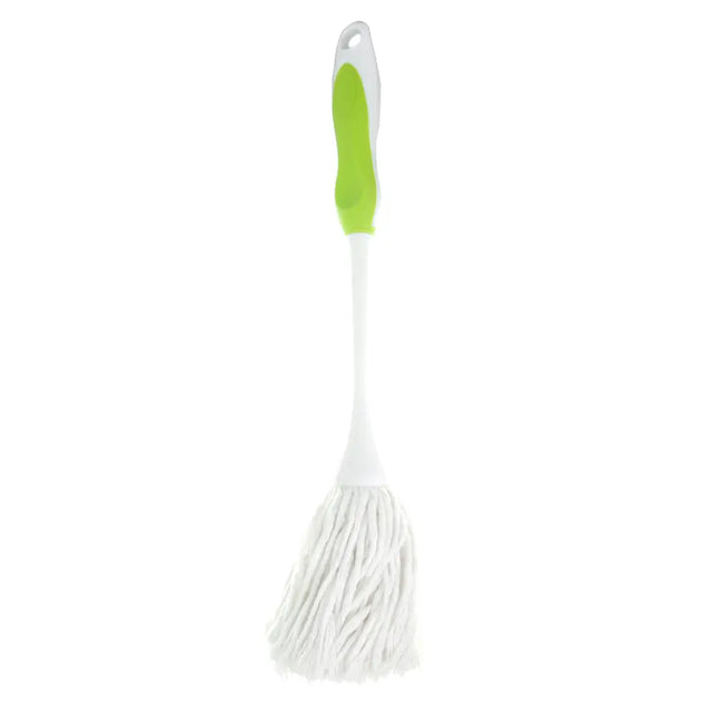 Mop with a green handle on a white background