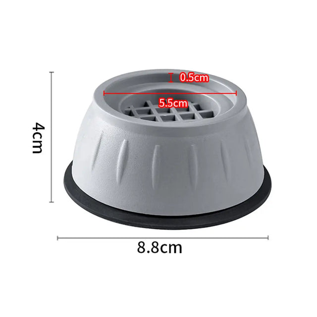 Gray rubber foot with measurements on a white background