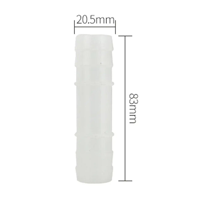 White cylindrical object with dimensions labeled on a white background