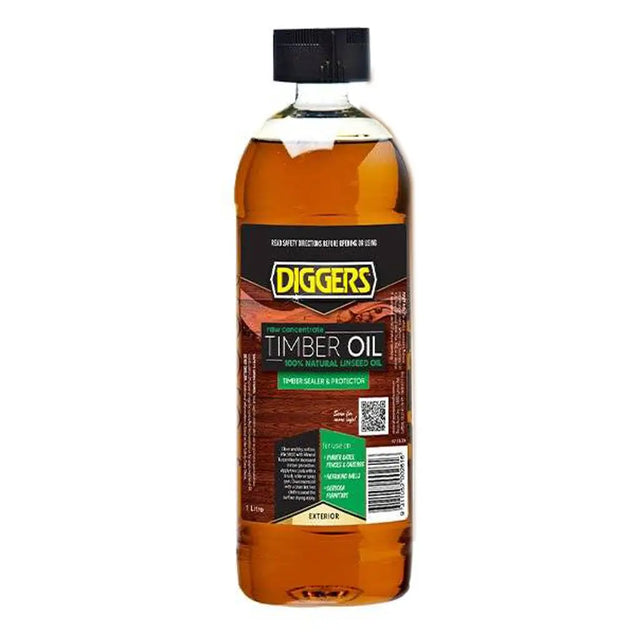 Bottle of Diggers Timber Oil on a white background