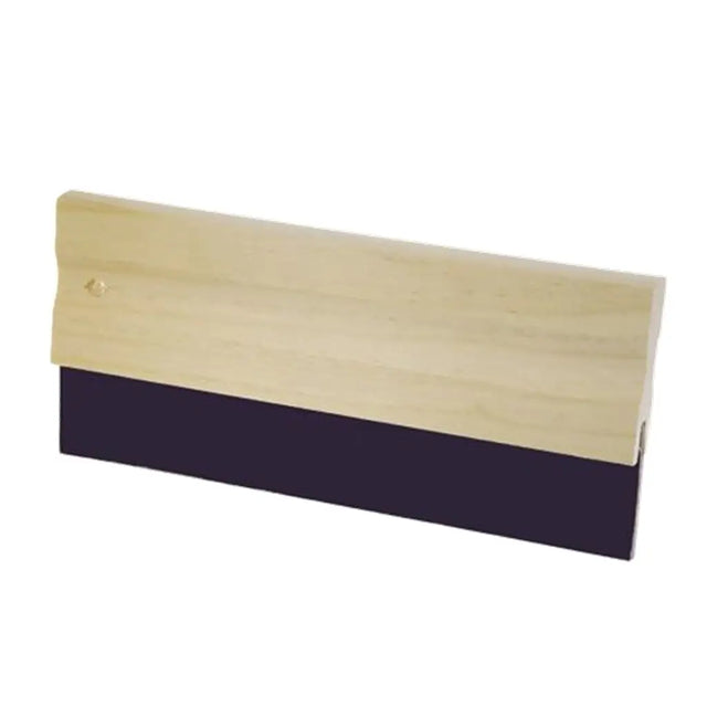 Wooden squeegee with black rubber blade on a white background