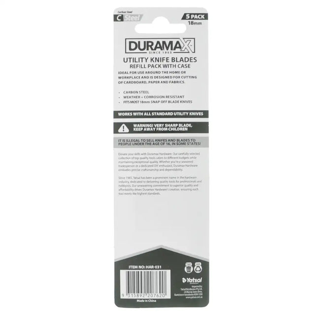 Duramax utility knife blades packaging with white background