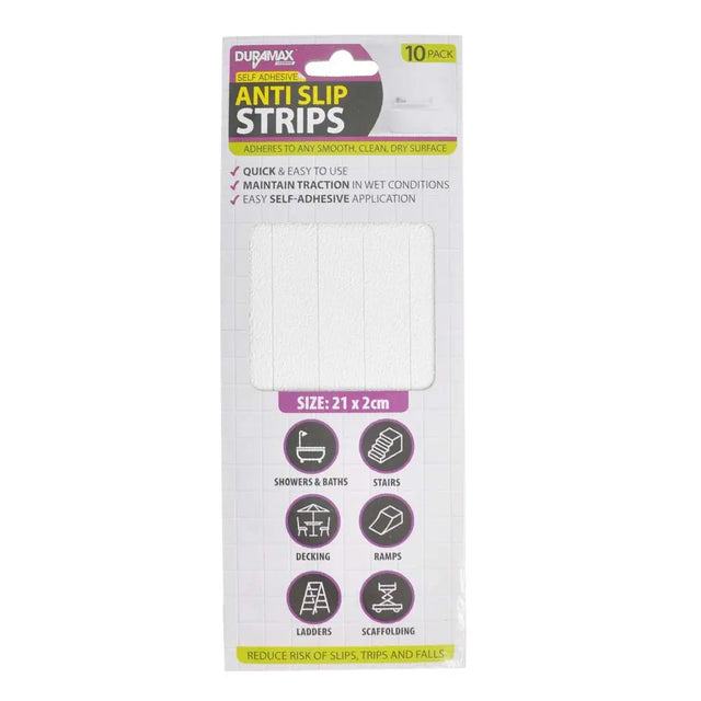 Pack of Durmax Anti Slip Strips with product details on a white background