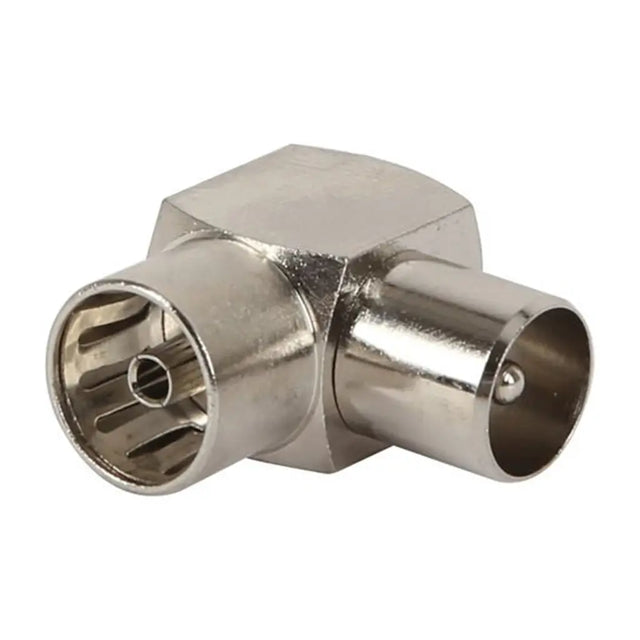 Metallic T-shaped connector on a white background