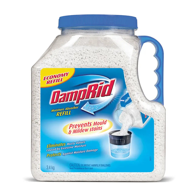DampRid moisture absorber refill container on a white background