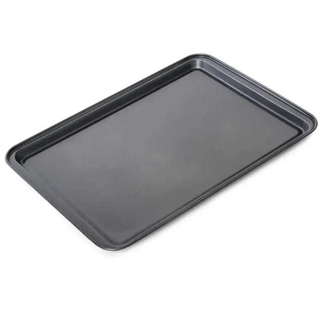 Black baking tray on a white background
