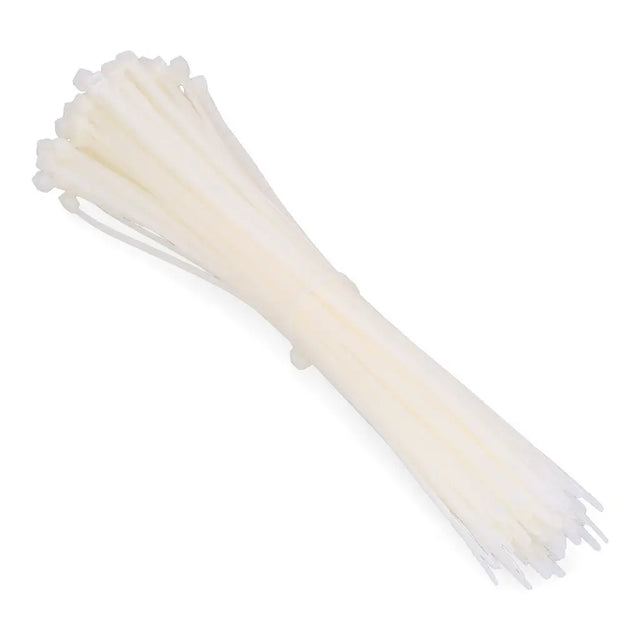 White cable ties on a white background