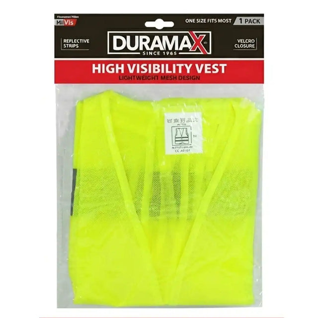 Duramax high visibility vest packaging on a white background
