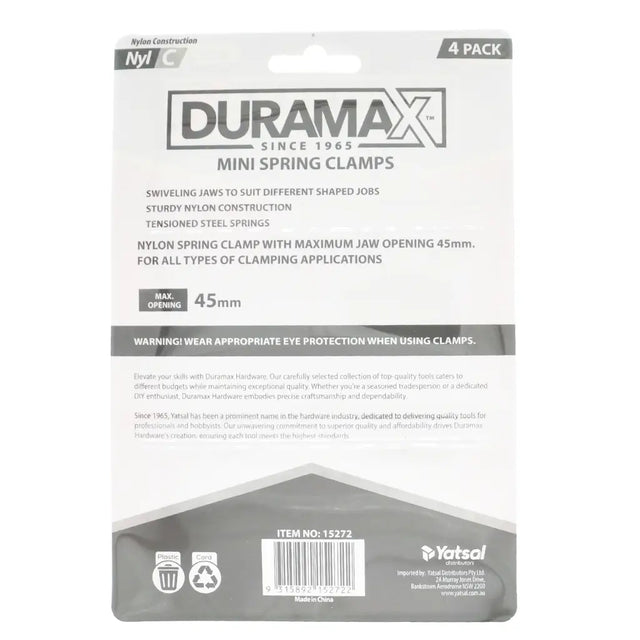 Duramax mini spring clamps packaging on a white background