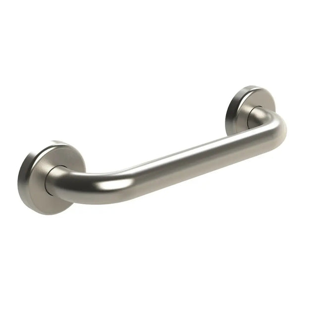 Metallic grab bar on a white background